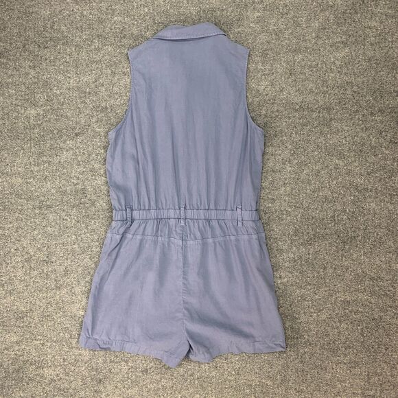 Cloth & Stone Utility Romper Womens S Small Blue Jay Sleeveless Collared *READ - Picture 3 of 12